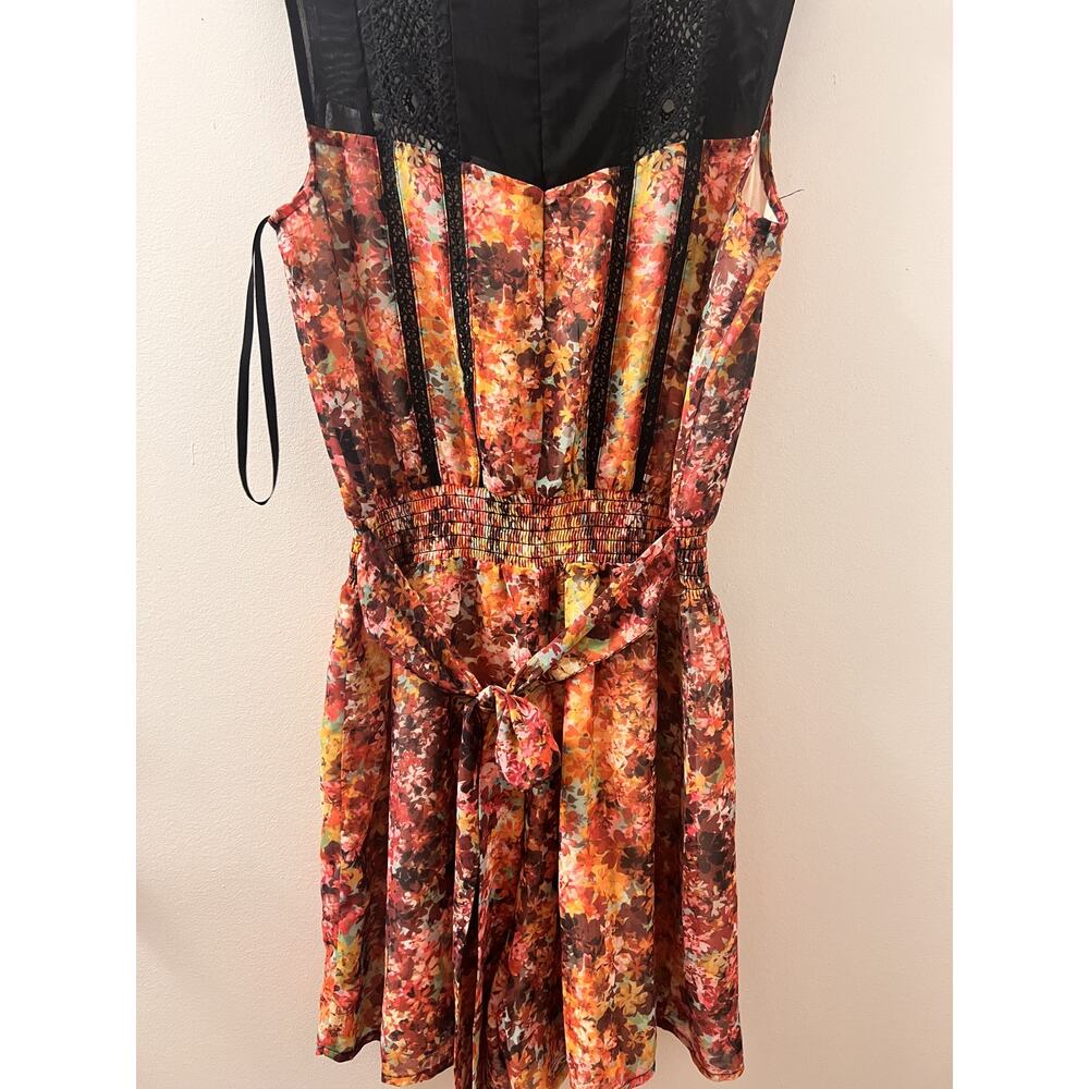 $8 CLEAR OUT CLOSET Bebe Floral Smocked Tie Waist Lace Crochet Jumper XS